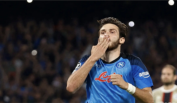 Football player Kvaratskhelia - A promising young star in the world of football.